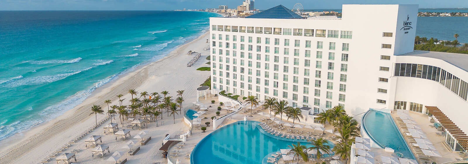 Le Blanc Spa Resort Cancun adults-only luxury all-inclusive resort with infinity pools and oceanfront spa facilities.