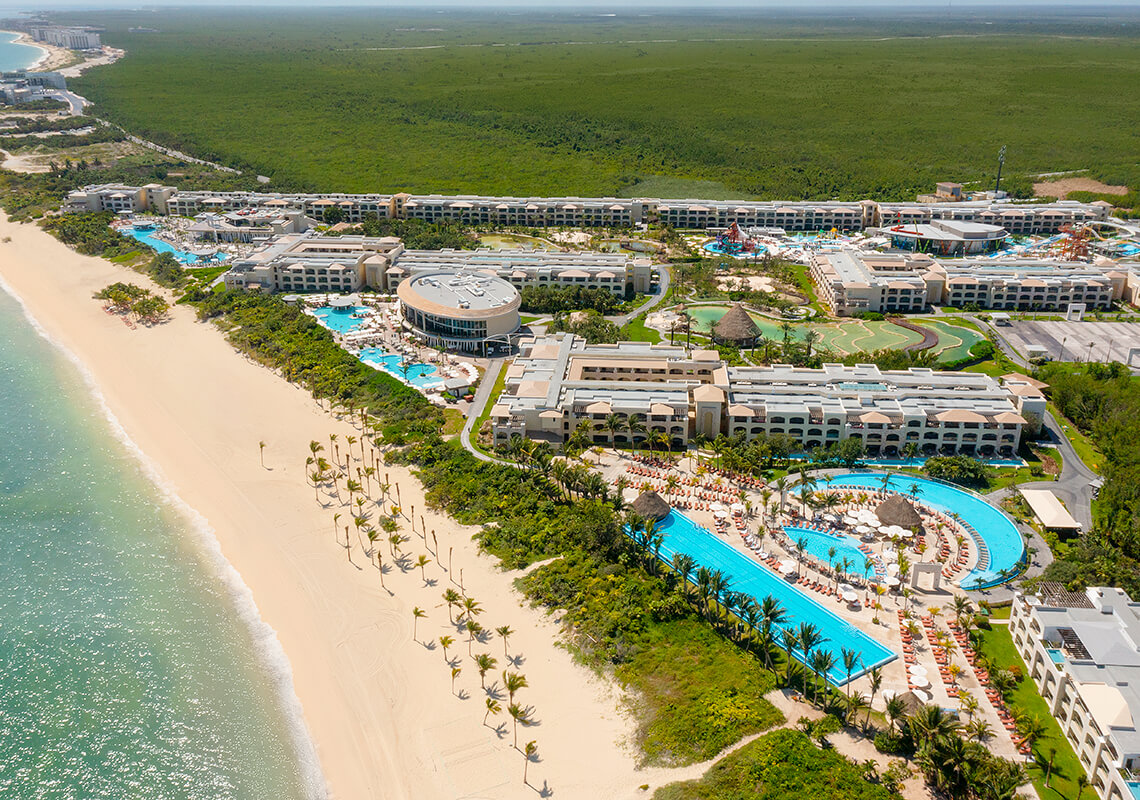 Moon Palace Cancun mega all-inclusive resort with expansive pools, waterpark, golf course, and beachfront setting south of Cancun's Hotel Zone.